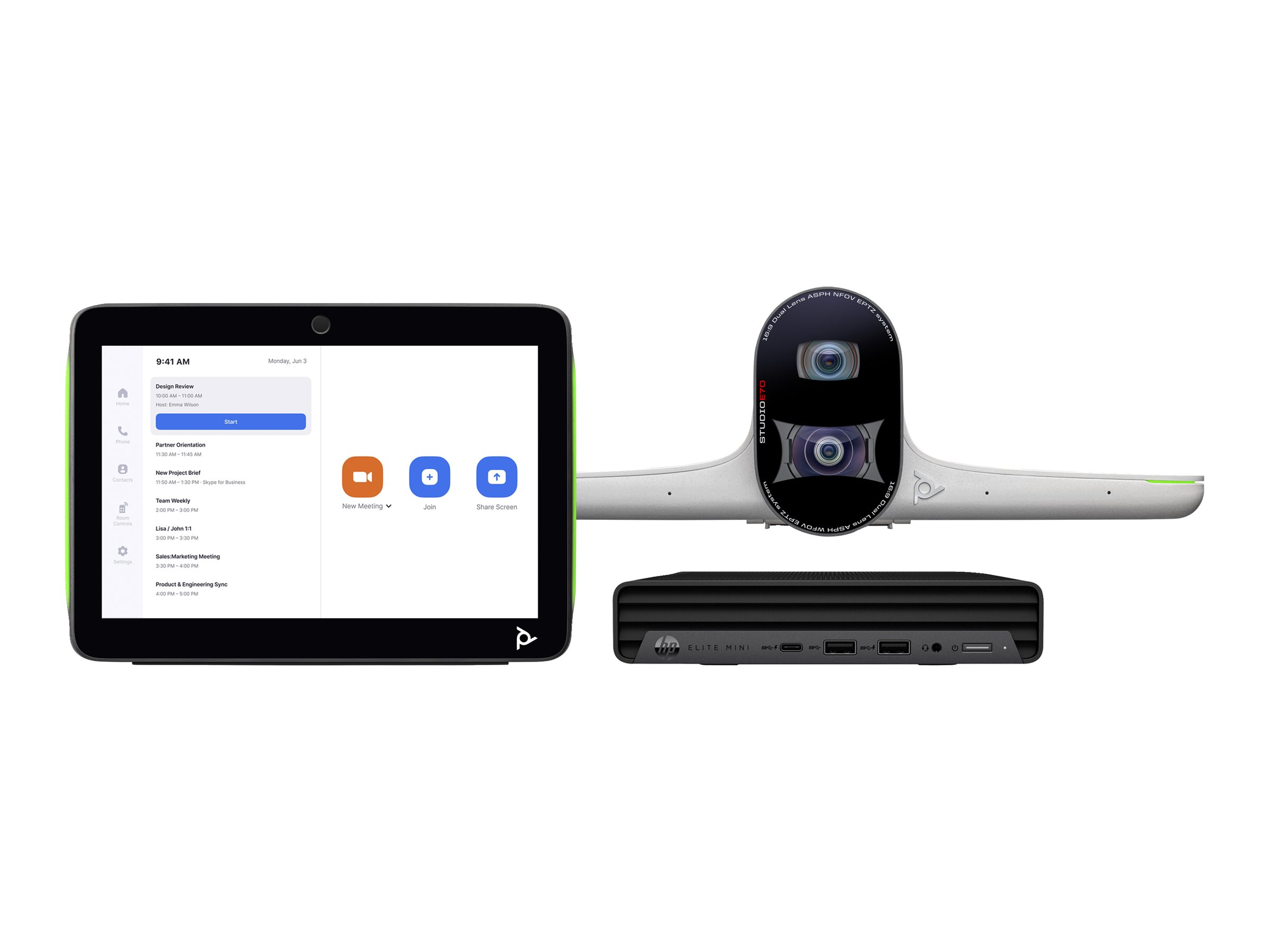 HP Poly Studio Large Room Bundle - for Zoom Rooms - video conferencing kit - power adapter included